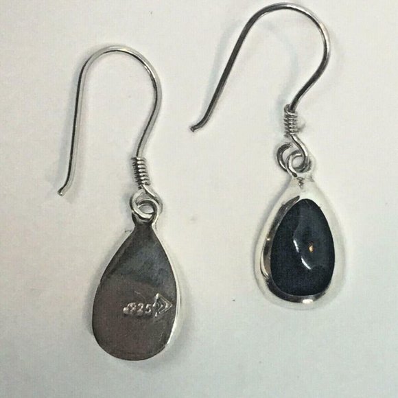 Silpada Sterling Silver Black Obsidian Tear Drop Earrings on French Hooks - Picture 3 of 5